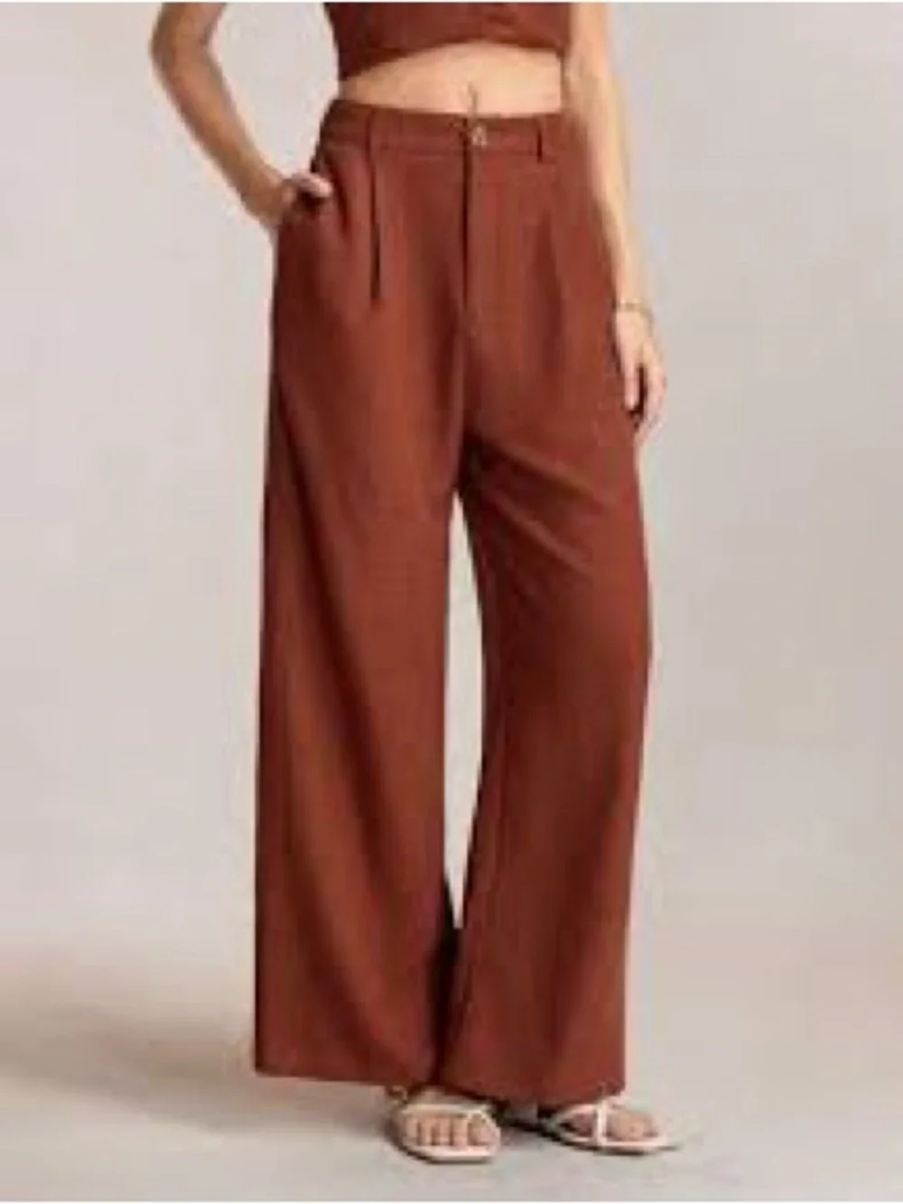 High-Rise Wide Leg Pants in Burnt Rust